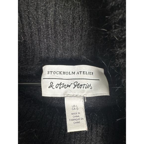 & Other Stories Alpaca/Wool Blend  Knit Turtleneck Sweater Mini Dress - Black L - Picture 3 of 8
